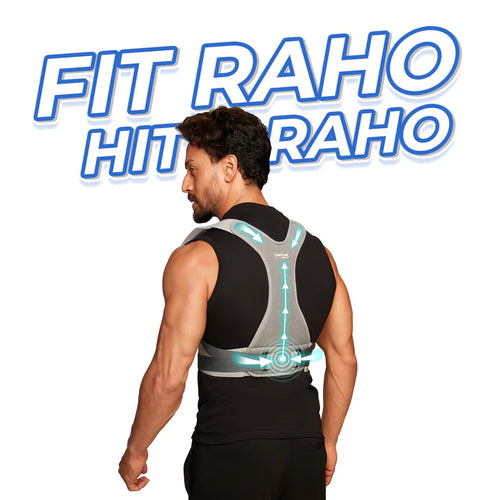 FIT RAHO HI RAHO posture corrector belt - support arrows showing ergonomic design